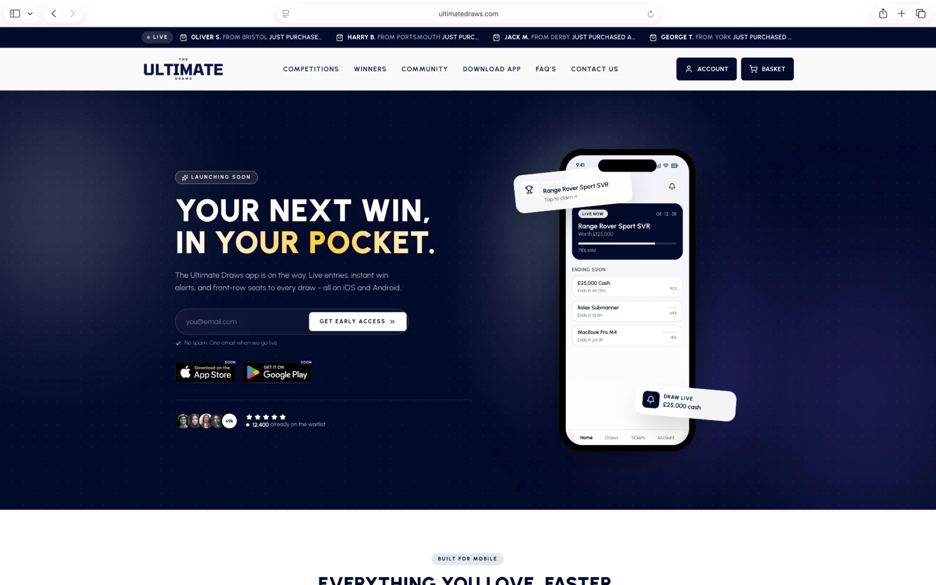 Ultimate Draws website design by Valencia Marketing