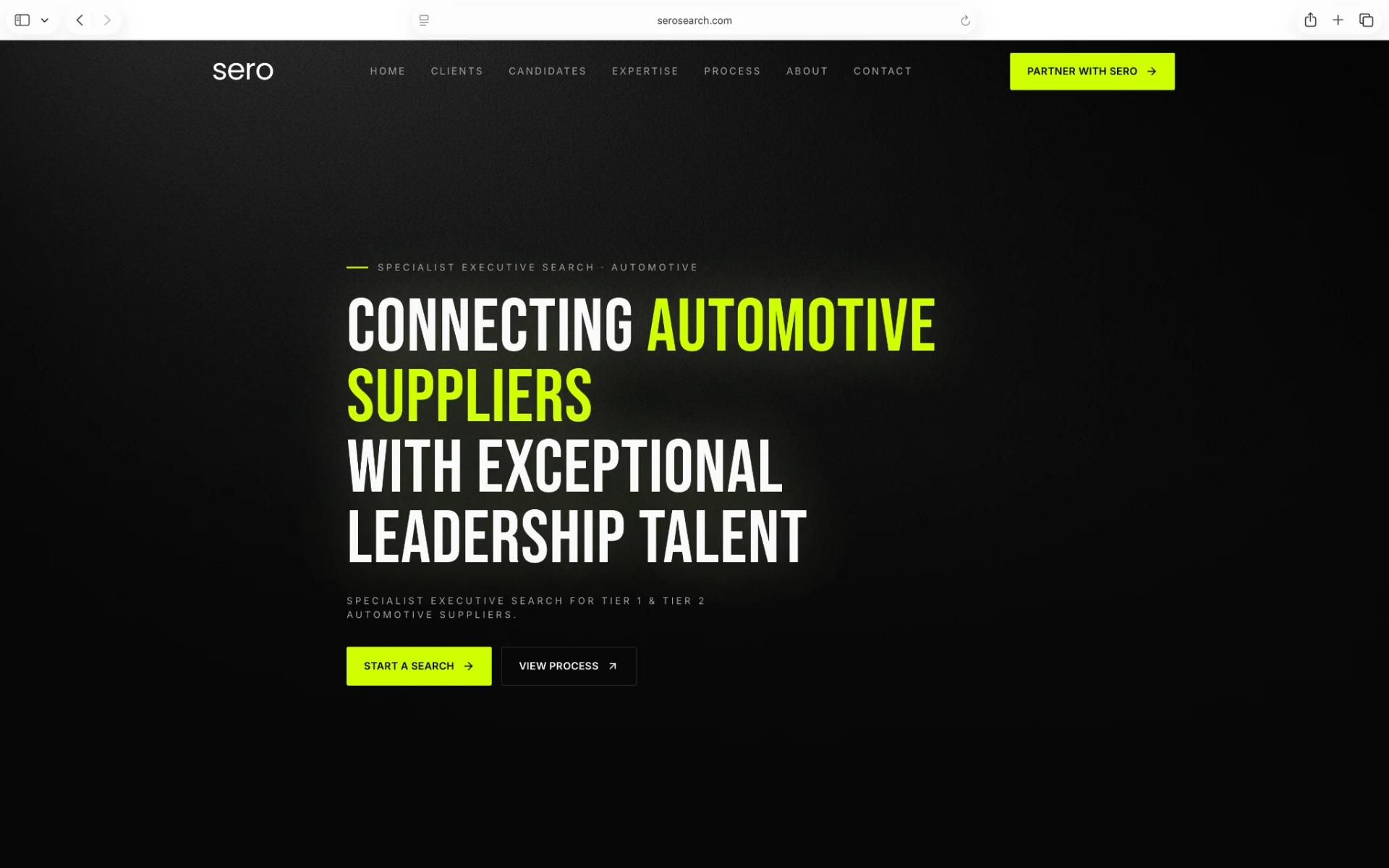Sero Search website design by Valencia Marketing