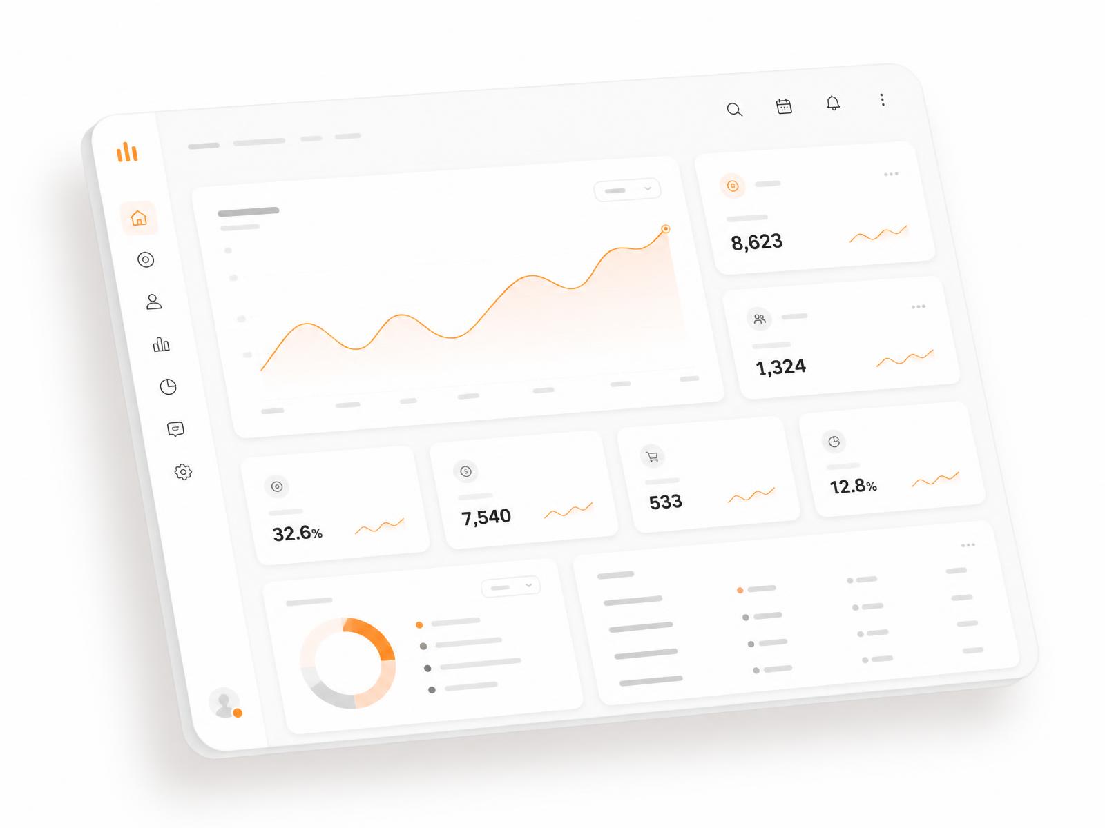 Abstract marketing performance dashboard showing growth trend and key metrics